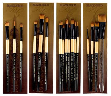 Dynasty Black Gold Series Long Handled Synthetic Brushes 6 bright 1526B 
