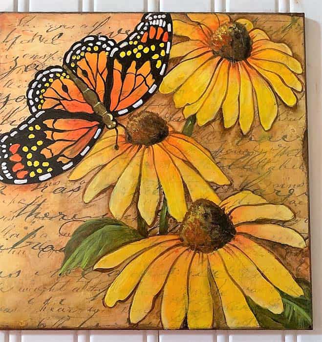 butterfly and coneflowers